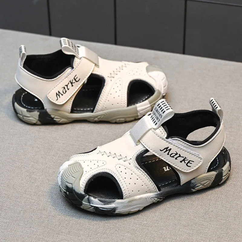 Сандалии из натуральной кожи для мальчиков новинка 2022 летняя пляжная обувь