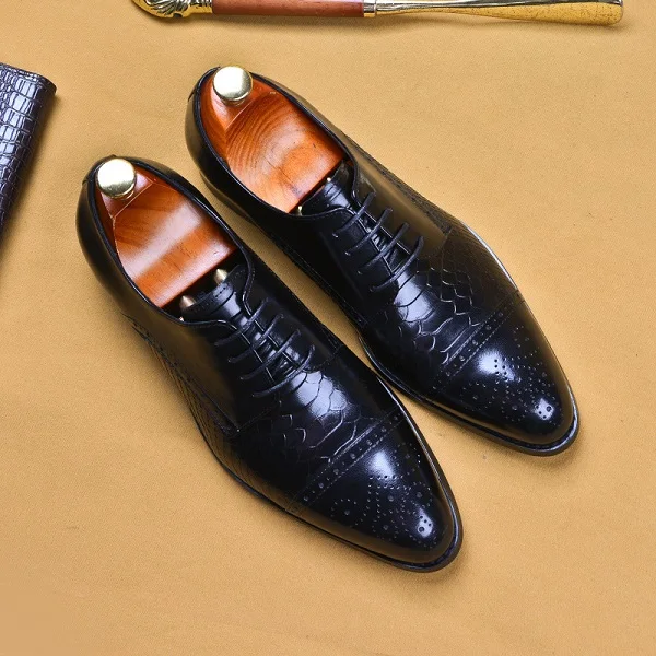 Мужской рисунок под змеиную кожу Формальные модельные туфли свадебные с