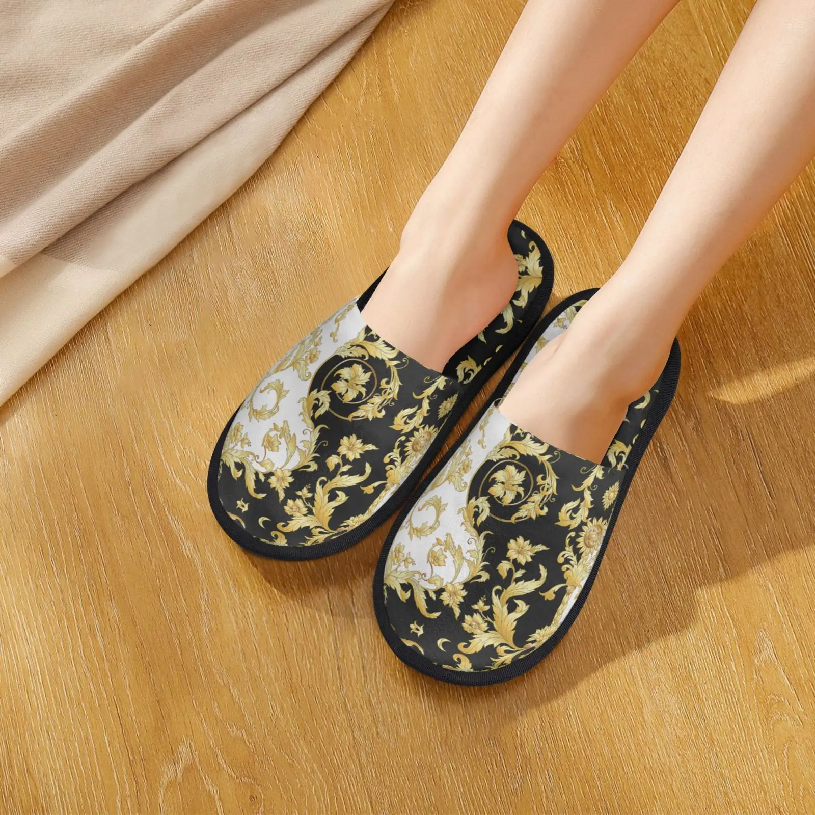 

KUILIU Furry Slippers Women Men's Winter Warm Cotton Slides Custom Hotel Home Indoor Non-slip Shoes