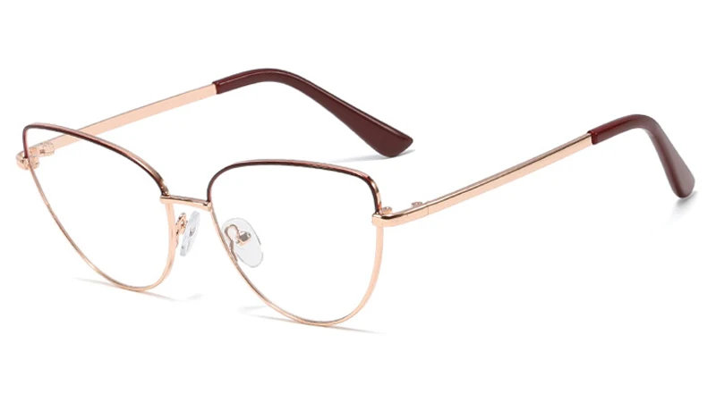 red gold frame Peekaboo Ретро Металлические очки оправа кошачий глаз женские золотые черные прозрачные линзы треугольные оптические очки Женские аксессуары - Цвет оправы: red gold frame