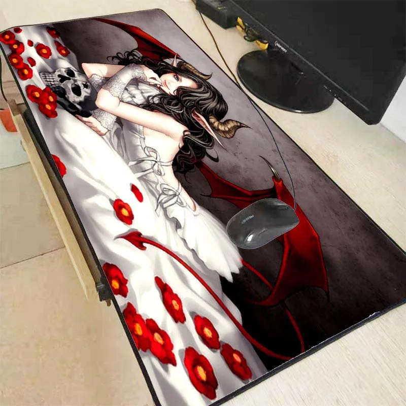 

XGZ Anime Girl with Flower Large 900x40mm/700x300mm/600x300mm Rubber Mouse Pad Computer Game Tablet Mousepad Edge Locking