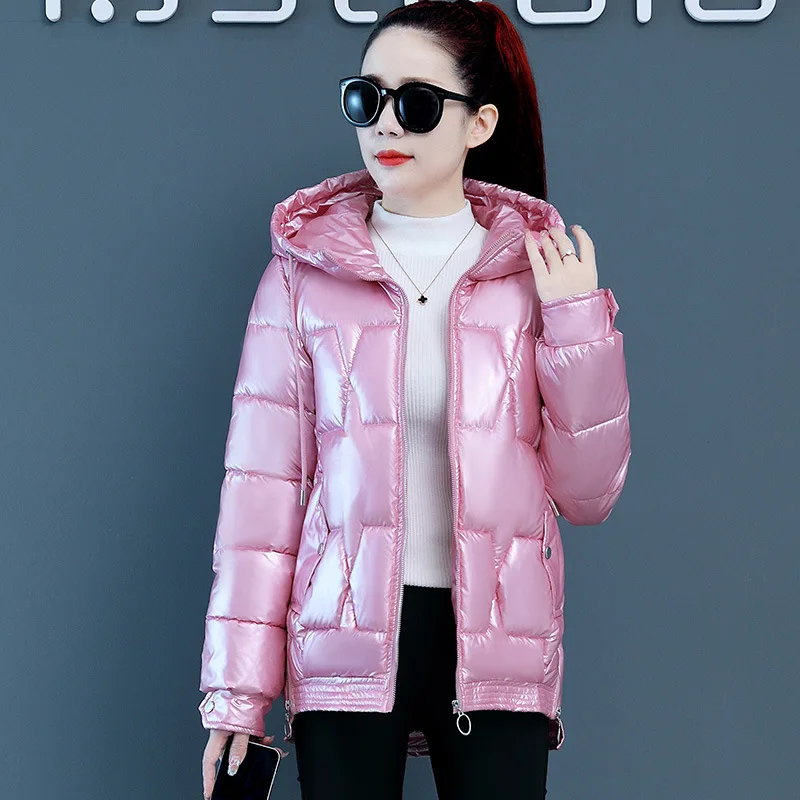 Clothing for Women Winter Coat Women Elegant Cotton Short Glossy Solid Color Loose Bread Service