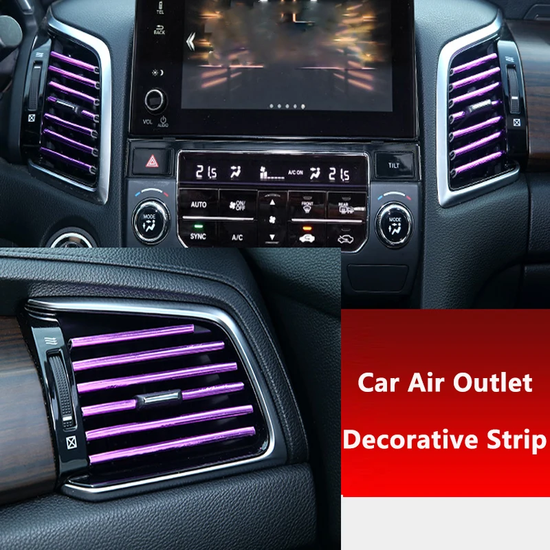 

10Pcs Car Interior Strips Air-Conditioning Outlets Electroplating Bright Strips Creative Stickers Transformation Auto Parts