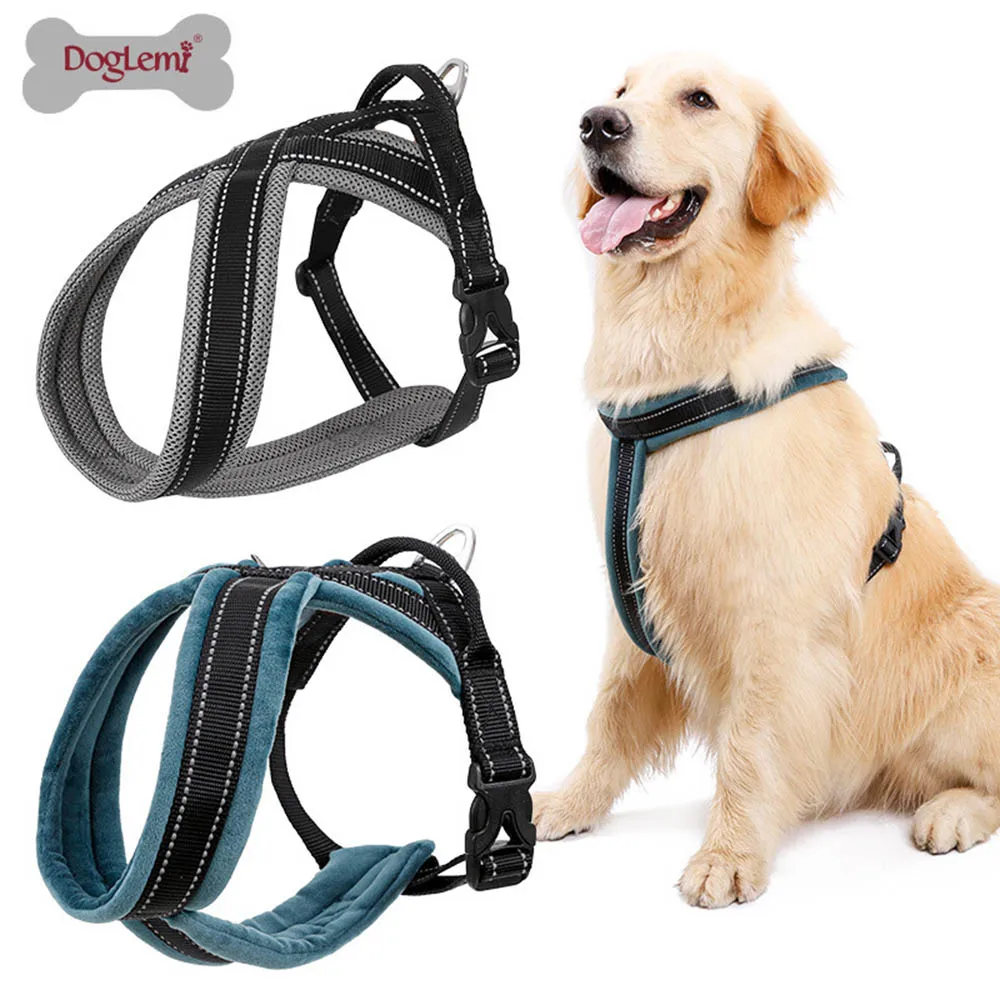 

TUFF HOUND Reflective Nylon Large pet Dog Harness Collar Service Dog Ves Padded Adjustable Safety Vehicular Lead For Dogs Pet