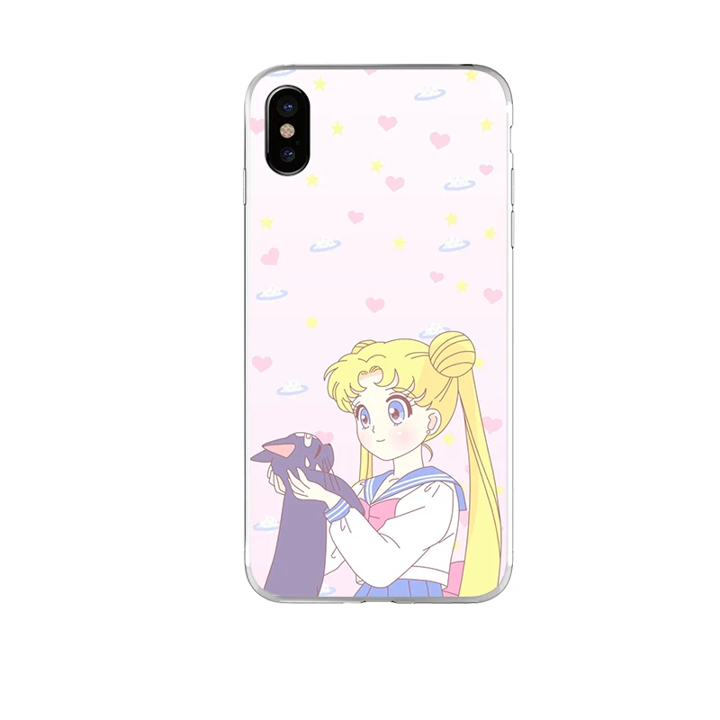 Sailor Moon Luna Cat Pattern Soft Silicone Phone Case Cover For iPhone 7 8 6 6s Plus X XR XS MAX Transparent TPU Shell Coque |