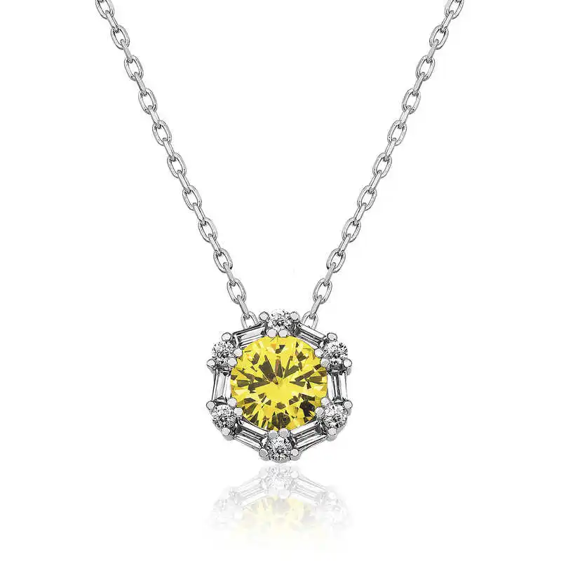 

Silverlina Silver Wheat Yellow Baget Cubic Zirconia Women Necklace