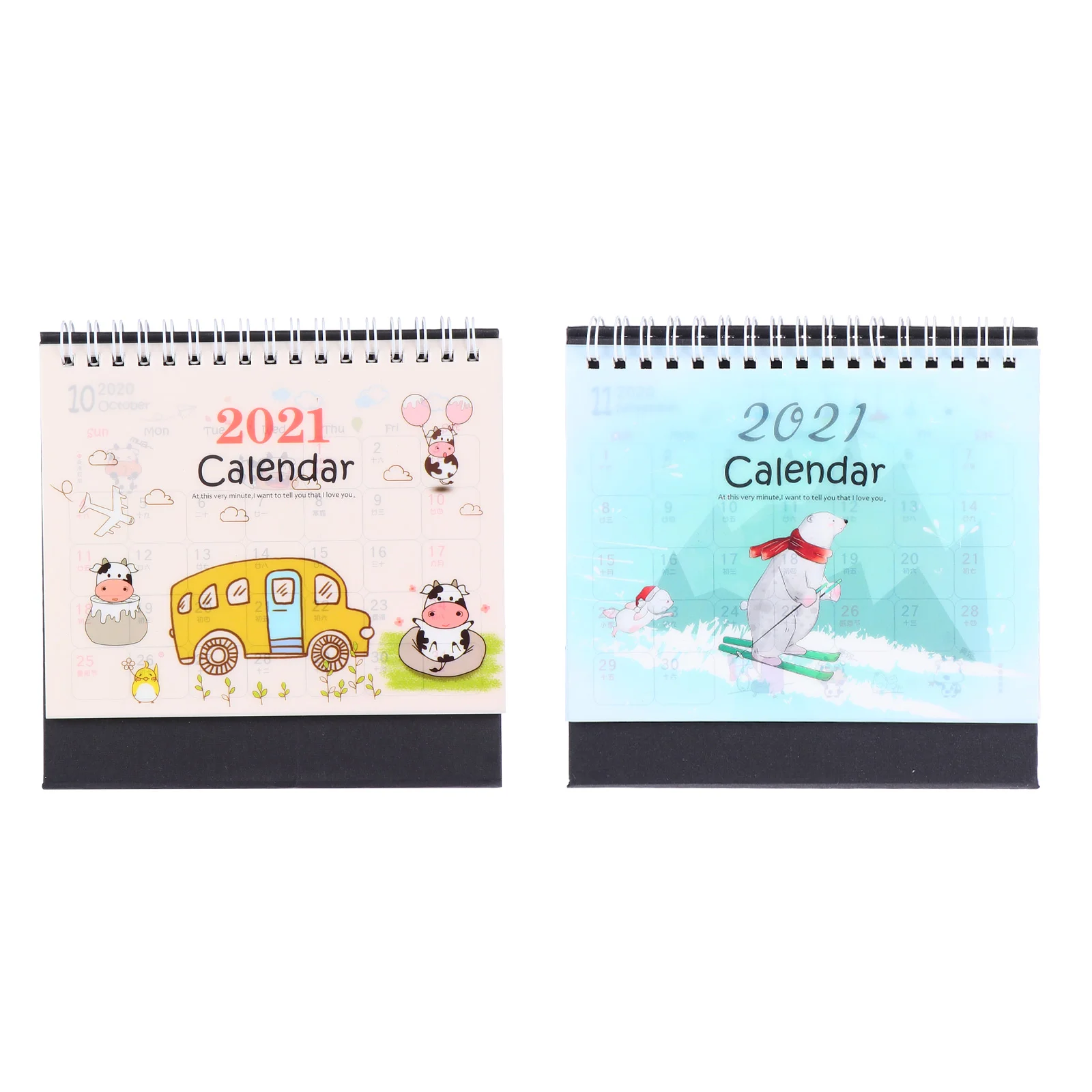 

2pcs Lovely Desktop 2021 Calendars Adorable Desktop Calendar Ornaments