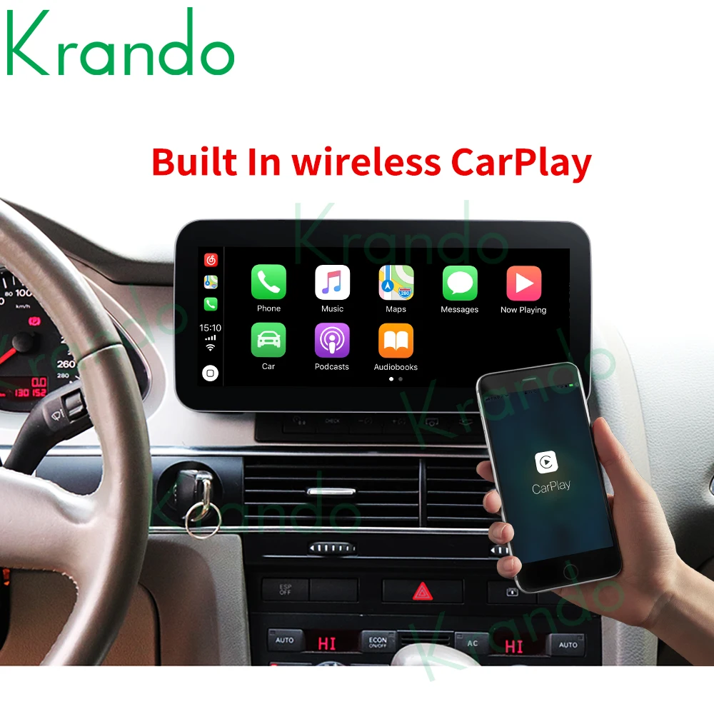 저렴한 Krando 안드로이드 11.0 10.25 6G 128G 롬 자동차 라디오 아우디 A6 A6L 2005-2011 IPS 스크린 GPS 멀티미디어 플레이어 무선 카플레이, Android 카플레이