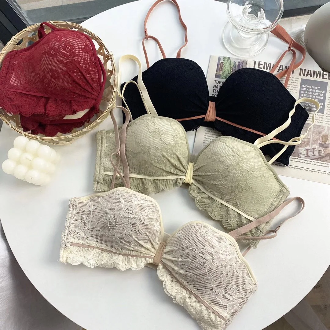 

XUANTAOWU Lace Floral Sexy Lingerie Comfortable Adjustable Wireless Women Bra 3/4 Cup Underwear Push Up Female Bralette