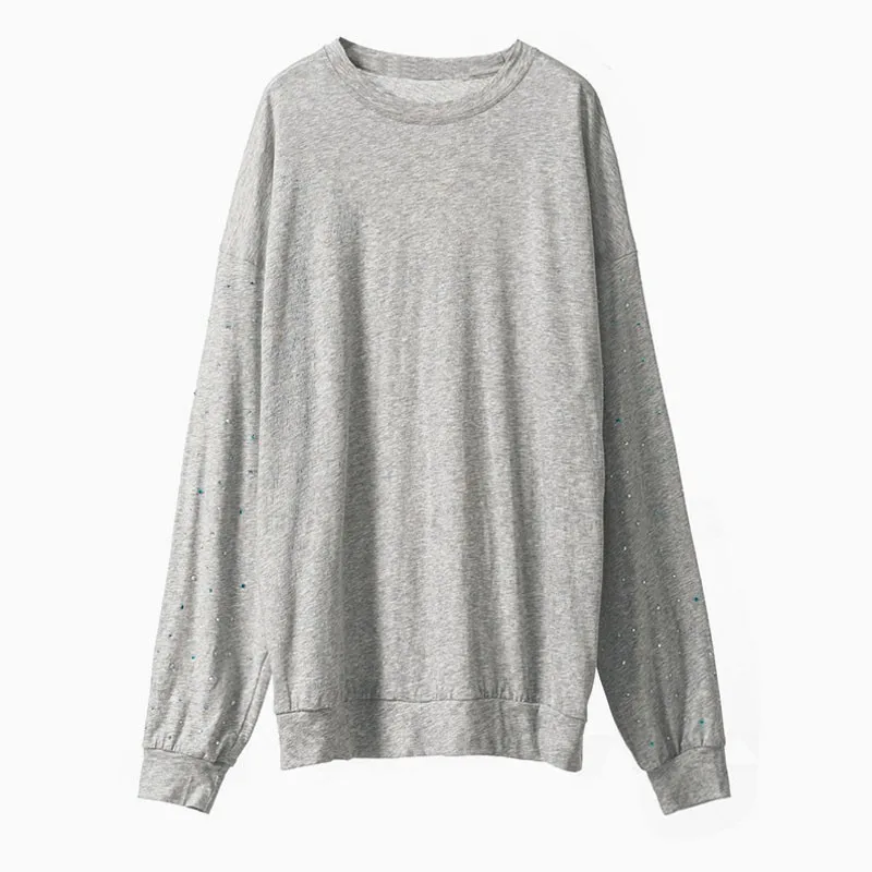 

Casual Loose NEW Women Tops Sweateshirt Simple Warm Long Sleeve Cute Pullovers Solid ColorAll-match Sweatshirt