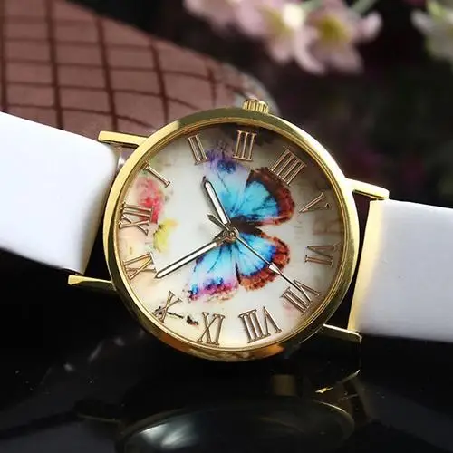 

Women Watches Vintage Luxury Butterfly Faux Leather Analog Quartz Wrist Watch Jewelry
