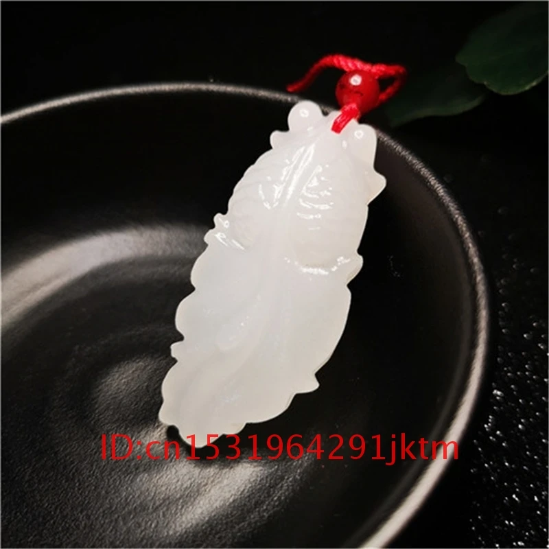 

Carved Natural Hand Necklace Goldfish White Jewelry Chinese Jade Pendant Men Women Amulet Fashion for Jadeite Charm Gifts
