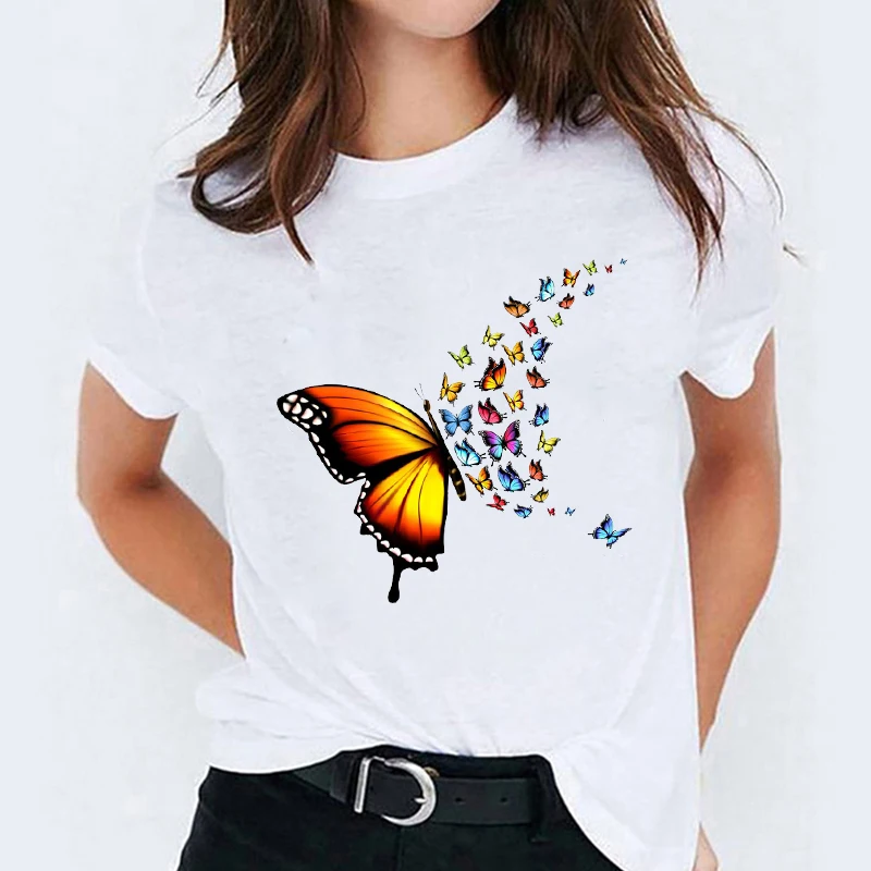 Футболки графические для женщин мультяшный Кот акварельная модная одежда с