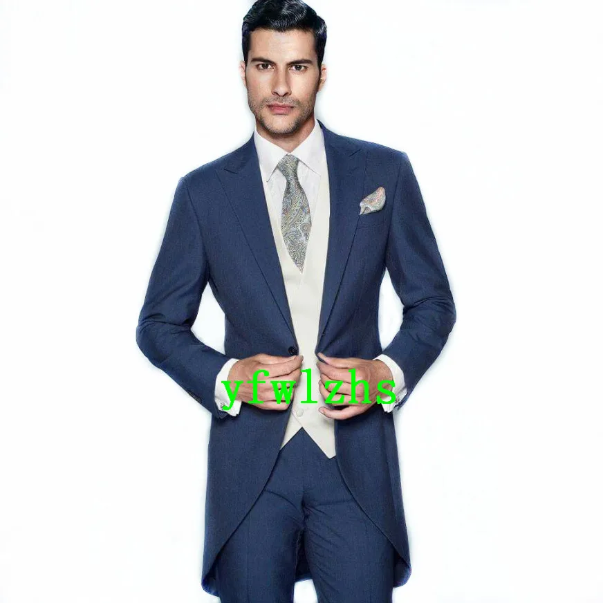 

Handsome One Button Groomsmen Peak Lapel Groom Tuxedos Men Suits Wedding/Prom/Dinner Best Blazer(Jacket+Pants+Vest+Tie) 129