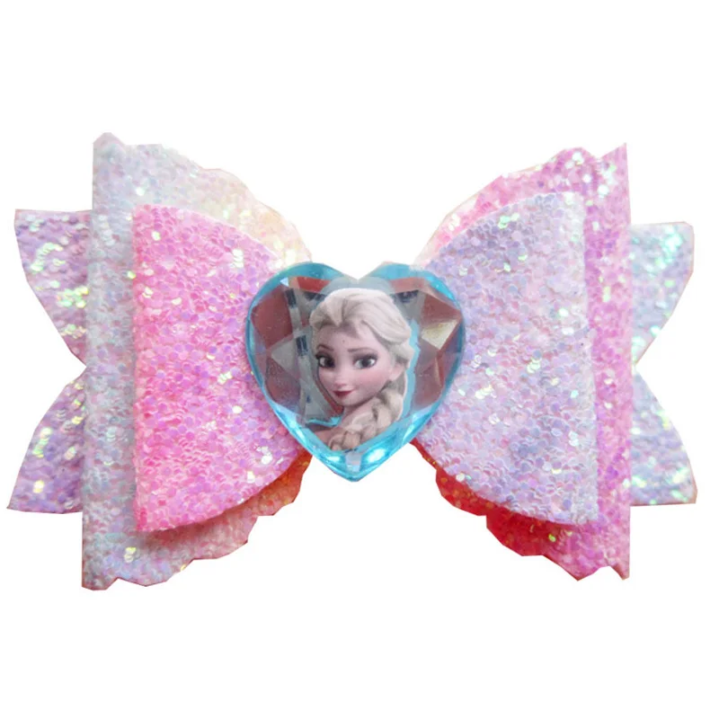 3 15 дюйма бутик Блестящий мультфильм кожаные банты с зажимами для детей девочек