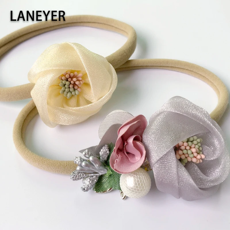 LANEYER Детская повязка на голову с бантом для девочек кружевная эластичная