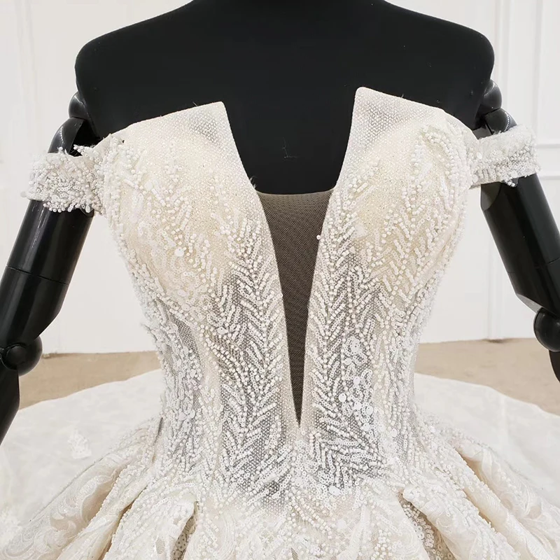 

BGW HT41420 Luxury Lace Wedding Dress Off Shoulder Special Neck Ball Gown Bridal Gowns Tiktok European American Style Gelinlik