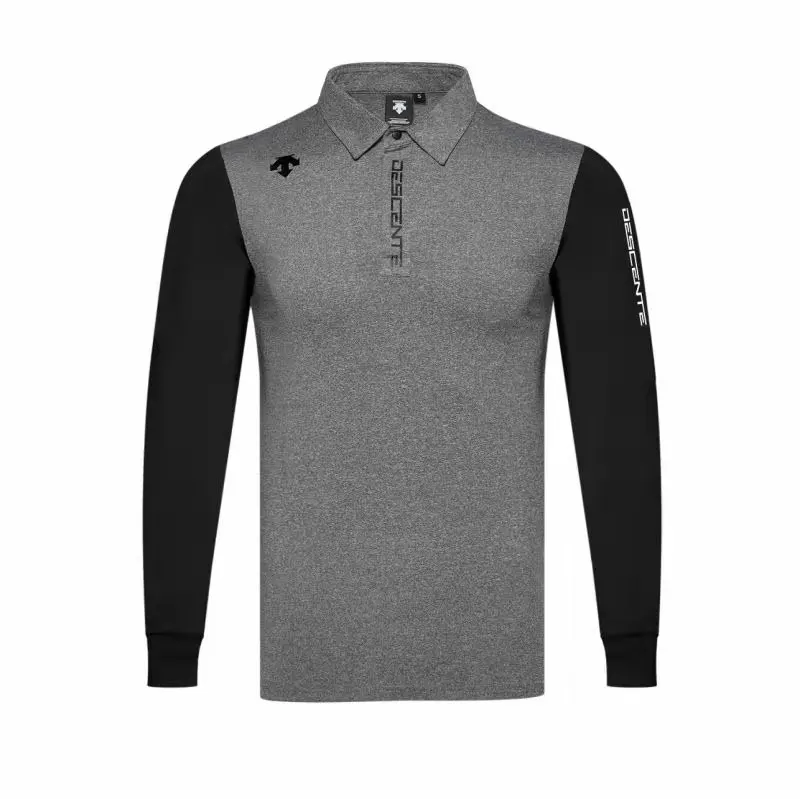 QMen с длинным рукавом DESCENTE футболка для гольфа, 5 цветов, для игры в гольф одежда S-XXL в выборе отдыха тенниска - Цвет: Серый