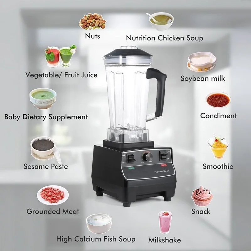 BPA Free Commercial Grade 2L Blender Mixer Heavy Duty Semiautomatic Fruit Juicer Food Processor Ice Crusher Smoothies 1650W | Бытовая