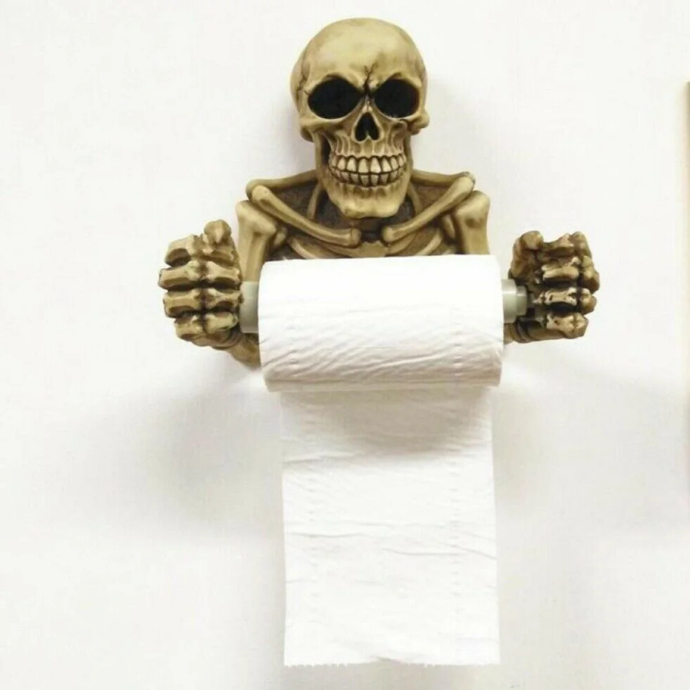 

Skull Toilet Paper Roll Holder Wall Mount Dry Towel Bathroom Home Decor OW