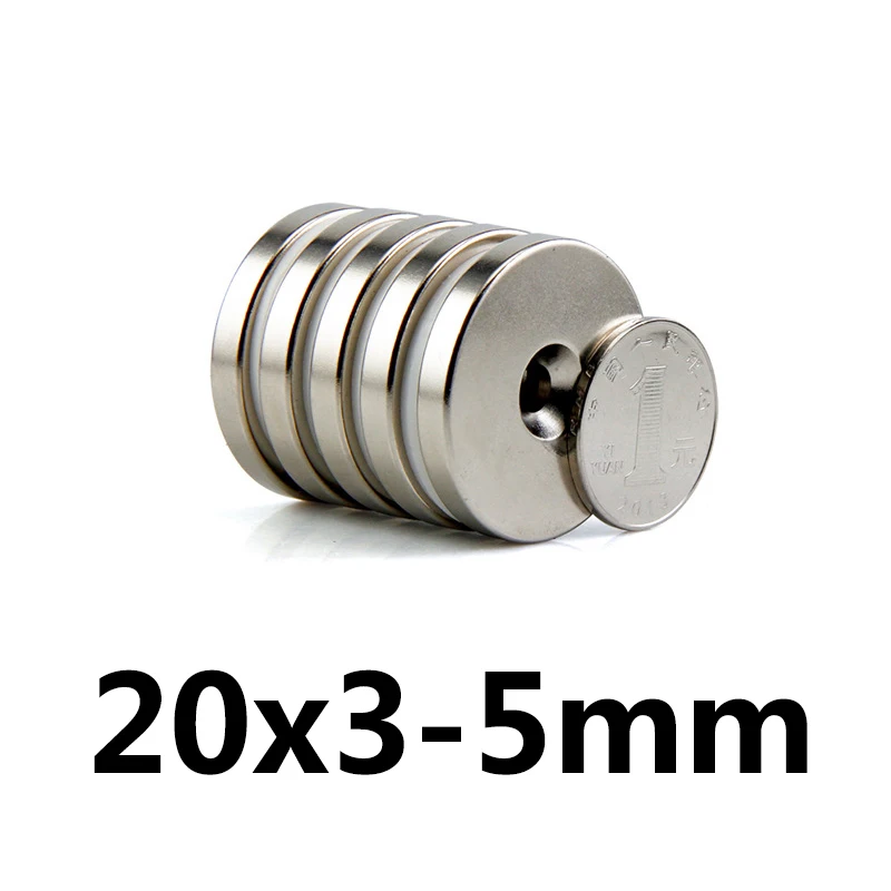 500/1000/1500 шт. Неодимовый 20x3-5mm сильные магниты чашки диск потайной 20x3 мм отверстие 5