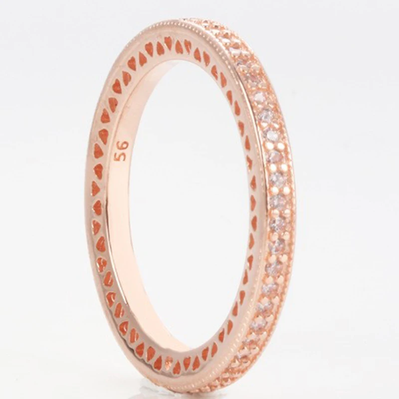 

Original 925 Sterling Silver Pan Ring Shiny Single Row With Crystal Cz Ring For Women Wedding Party Gift Fashion Jewelry