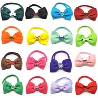 3050pcs solid color with heart bows crystal dog bowties for puppy dogs accessories adjustable neckties pet dog grooming product
