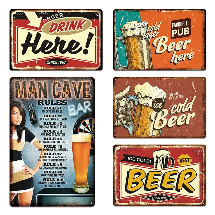 

Женский винтажный пивной металлический знак, табличка для бара, домашний декор, знаки, искусственный жестяной знак, мужская пещера, тарелки ...