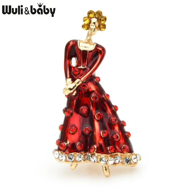 

Женская брошь в форме платья Wuli & baby, эмалированная брошь, 3 цвета