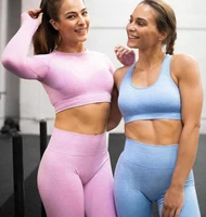 3 pieces set women seamless yoga set fitness clothing sportswear woman vital gym leggings padded sports bra sports suits