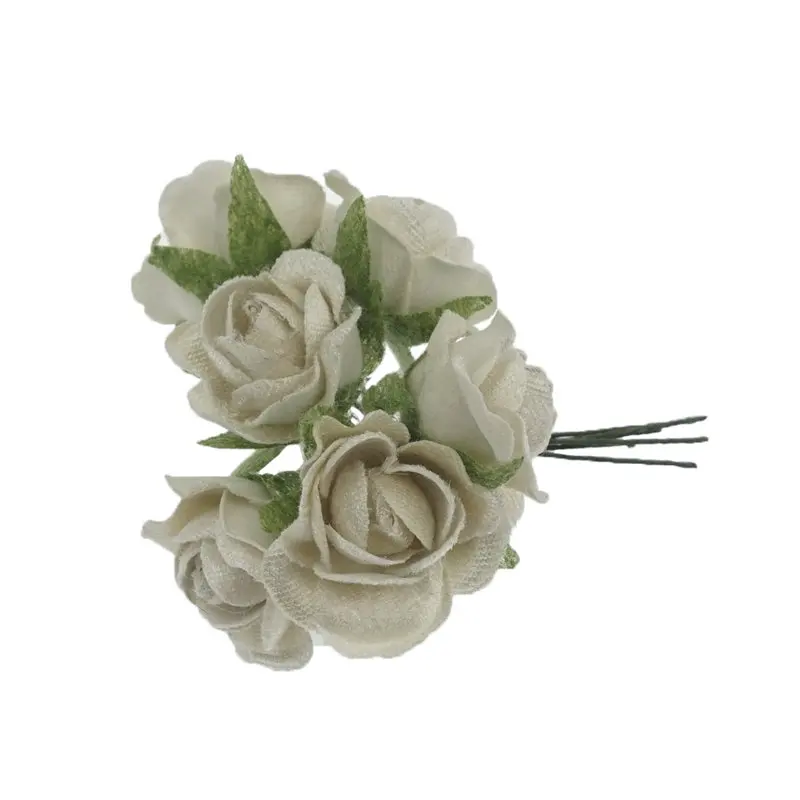 ivory 12 шт./лот, шелковые розы, бутон, букет для рукоделия, ручной работы, для свадьбы, невесты, держащих цветы или детей, аксессуары для волос, украшение для волос - Цвет: ivory