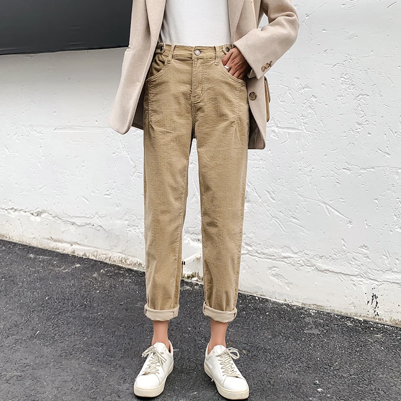 Женские вельветовые брюки Mozuleva свободные штаны-шаровары с высокой талией Модные