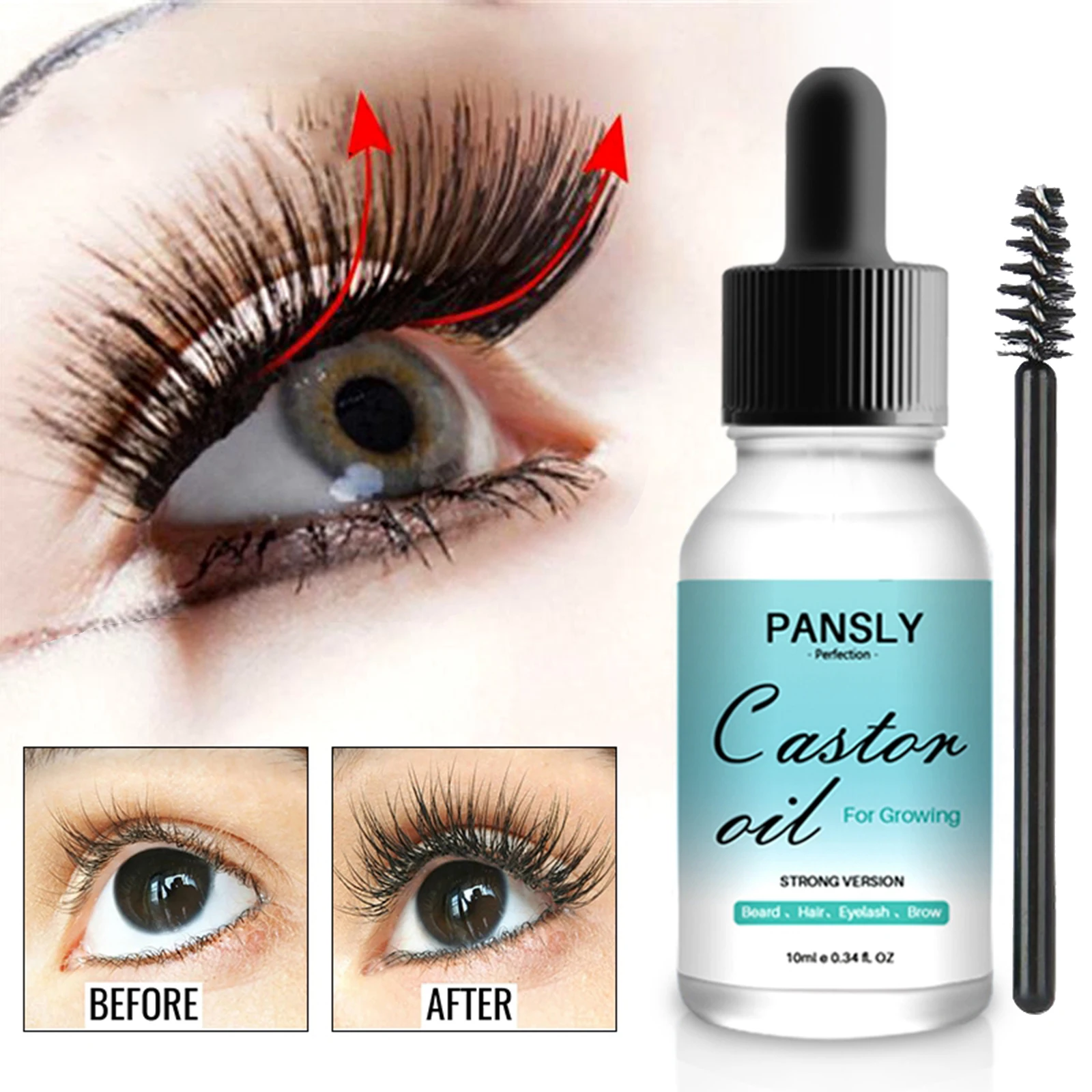 

10ml Hair Repair Treatment Liquid 100% Pure Castor Oil Hair Essence Eyebrow Growth Thicker Hair Growth Essential Oil Growth