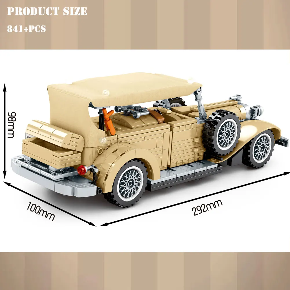 BZDA Antique Cars Buliding Blocks Retro Classic City Model Bricks Speed Champion Supercar Race Kds Toys | Игрушки и хобби