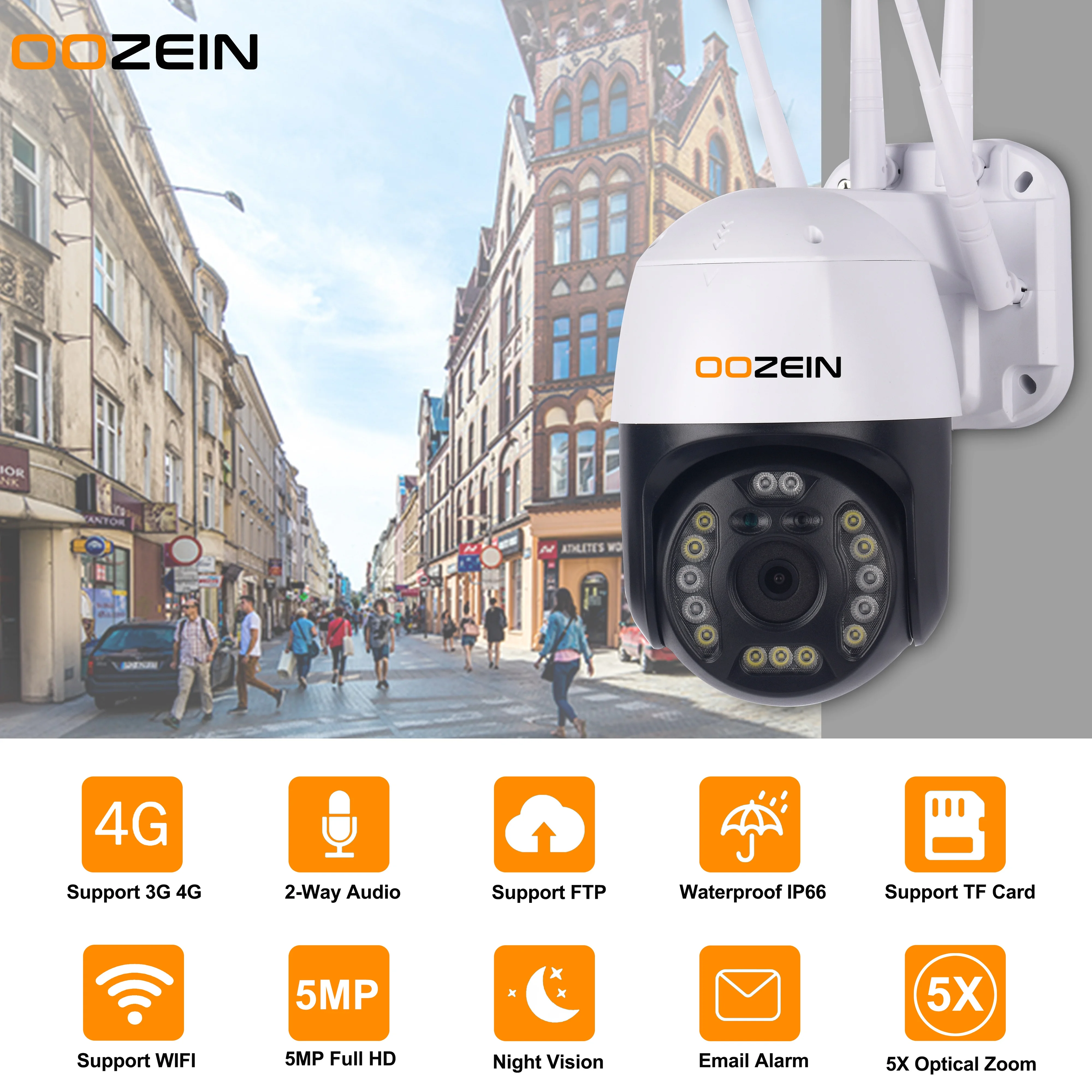 

Беспроводная купольная IP-камера видеонаблюдения, Full HD, 4-кратный зум, PTZ, 1080P, 4G, SIM-карта, Wi-Fi, приложение CamHi