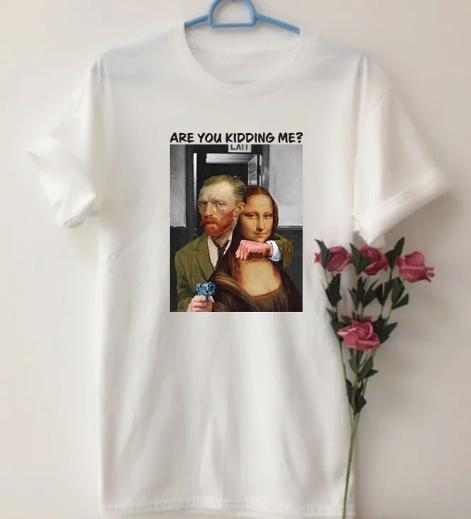 MonalisaKiddingMe Fashion Show-JF Are You шучу меня Monalis-Painting футболка абстрактное искусство Мона Лиза краска да Винчи футболка эстетические футболки - Цвет: MonalisaKiddingMe