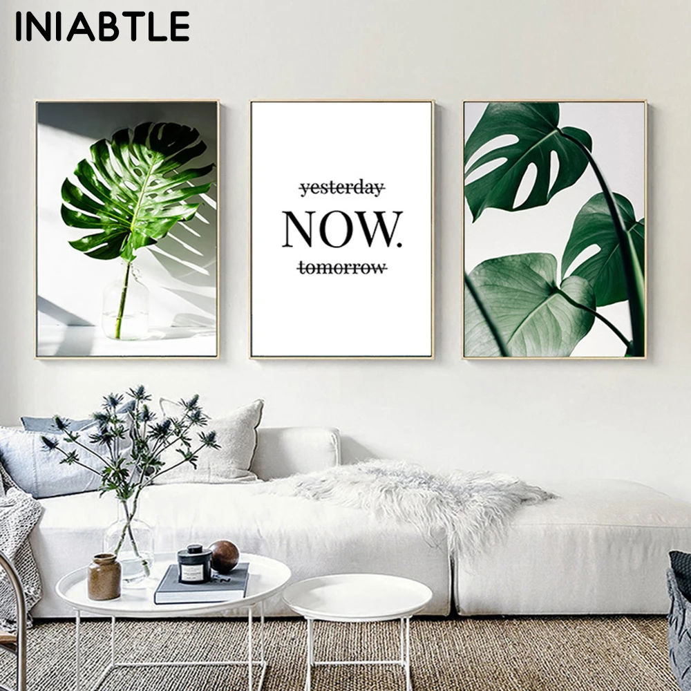 

Nordic Decoration Canvas Painting Modern Prints Plant Leaf Art Poster Prints Green Art Wall Pictures Living Room Home Unframed