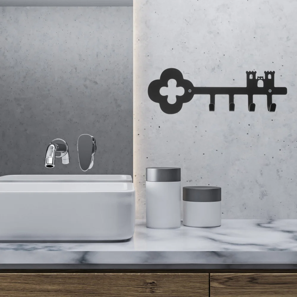 

1pc Home Living Room Door Back Wall Hanging Hook Rack with 4 Hanger Hooks