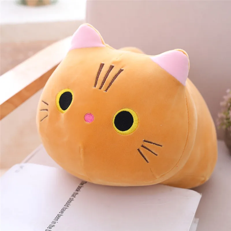 25 см, 35 см, 50 см, плюшевая игрушка «Кот», белый, черный, коричневый цвет, плюшевая декоративная подушка для кошек, детские игрушки, подарок на день рождения для детей - Цвет: Оранжевый