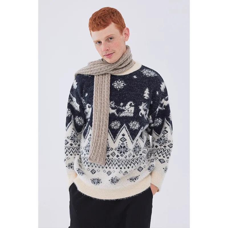 Мужской Хлопковый свитер с круглым вырезом длинным рукавом | Мужская одежда