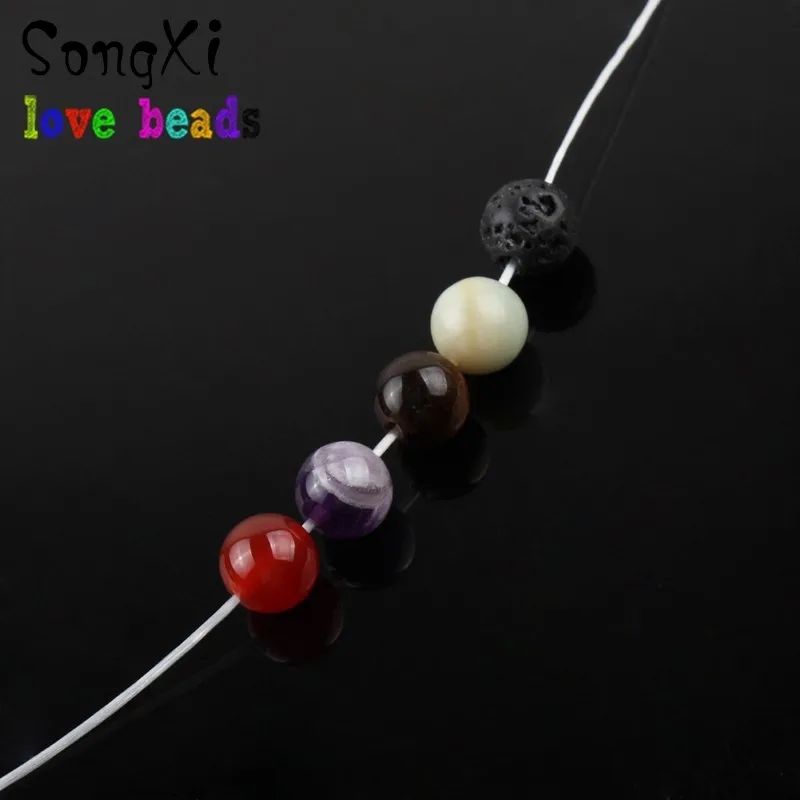 DIY Handmade 8mm Natural Stone Jewelry Kit Box Set Agates Lava Rock Bulk Beads for Making Bracelets Storage | Украшения и