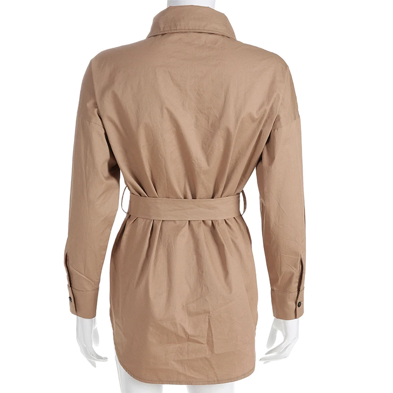 

DropShipping Elegant Windbreaker Trench Coat for Women Dress Fashion Khaki Casual Overcoat Irregular Long Coat Korean Autumn2021