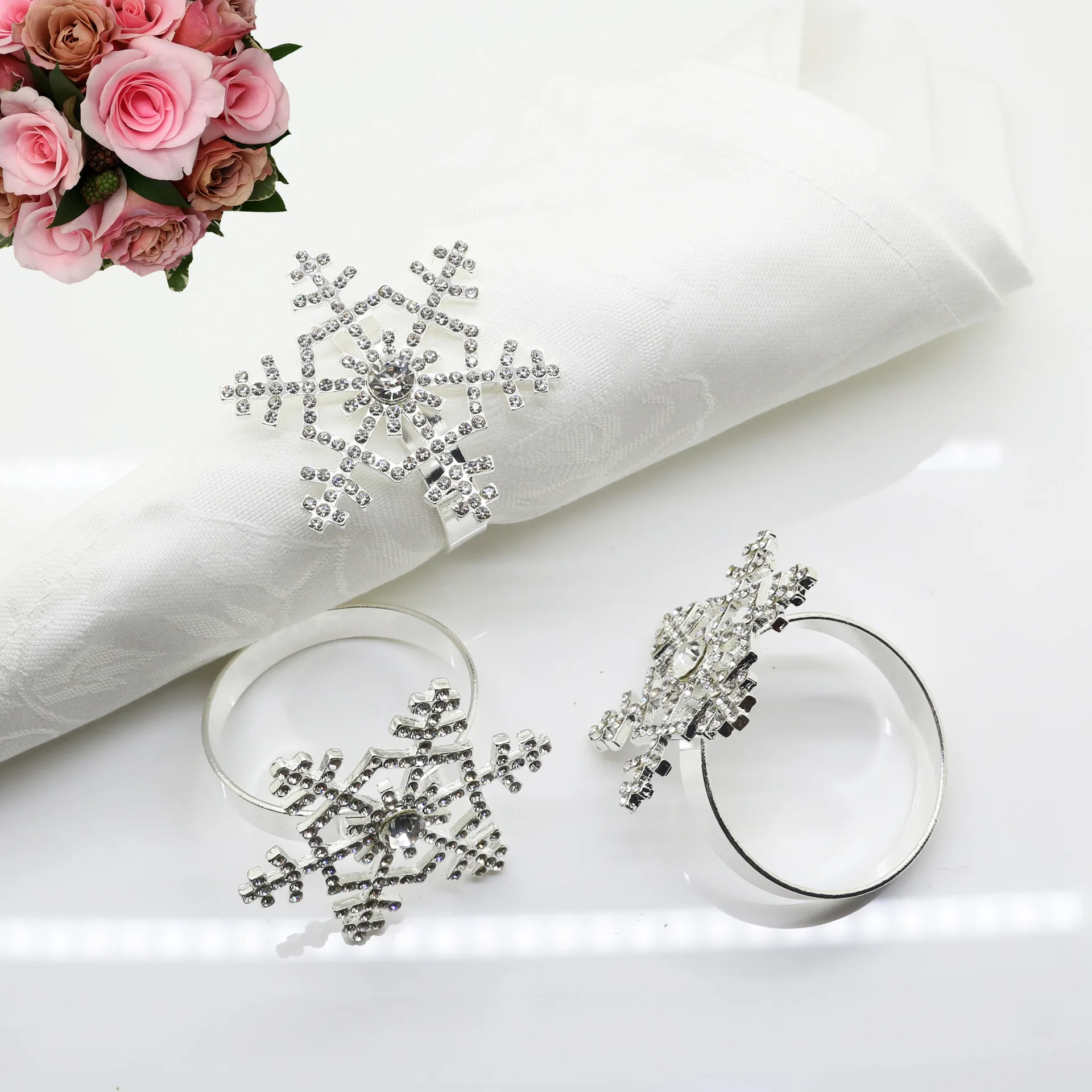 10PCS Upscale hotel Christmas snowflake napkin ring buckle cloth towel | Дом и сад