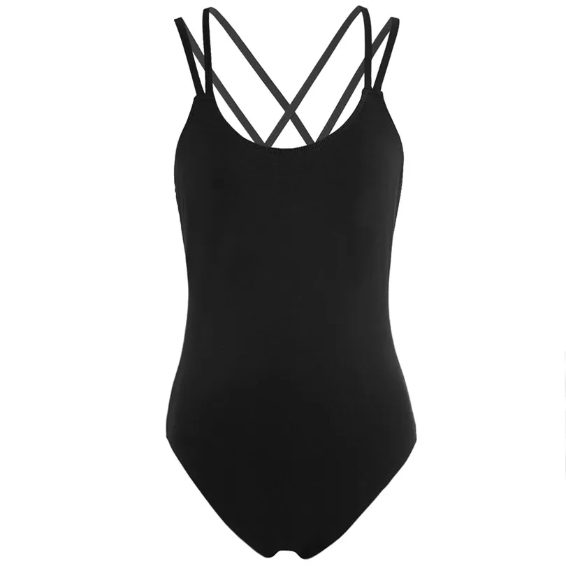 

Womens Basic Cross strap One-piece Lycra Dancewear leotard Adults Ballet Built In Shelf Bra Ballet Dance Leotard