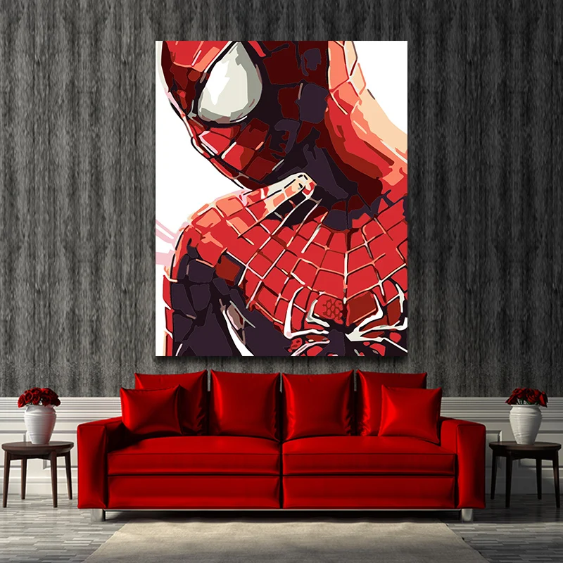 Картина по номерам супер герой сталь воин Супермен Паук фильм черный рыцарь