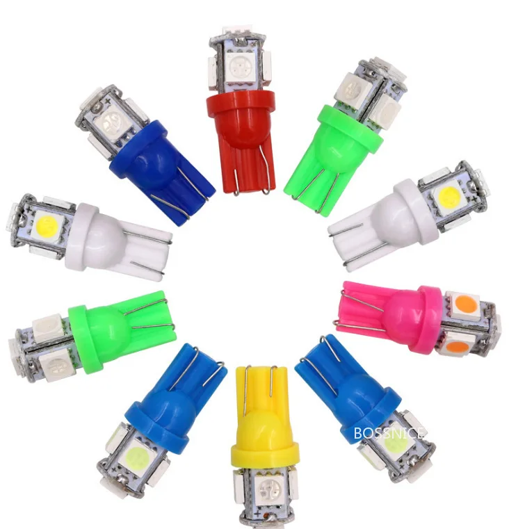 

10Pcs 5050 5SMD T10 W5W LED Wedge Bulb Auto Interior Parts for Car Light Accessories Products Assembly Reading Lamp Lighting 12V