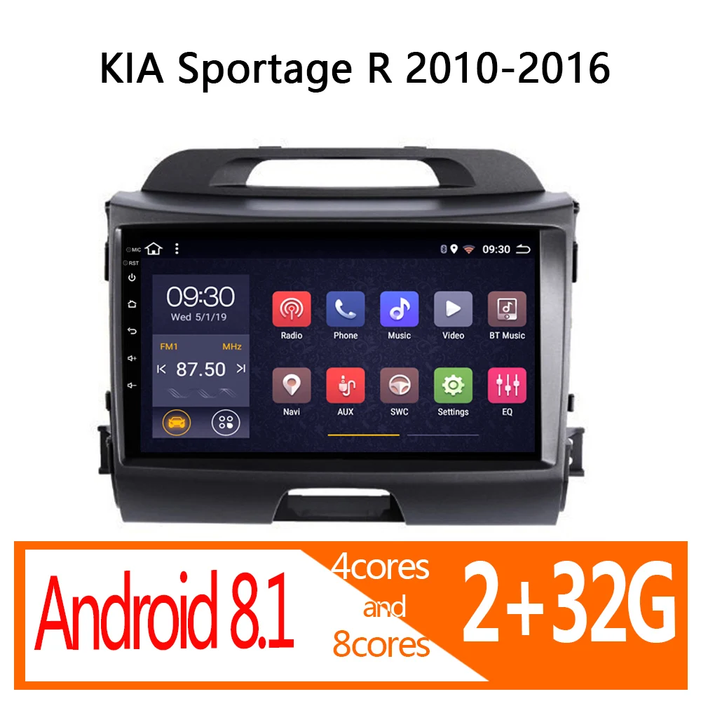Авторадио для KIA Sportage R android 2 Гб ОЗУ 32 ПЗУ 2010 2011 2012 2013 2014 2015 2016 автомобильное радио