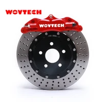 big brake kit wov5200 red 4 pistons calipers with 330280 drilled and slotted discs for patrol y62 front 17 inchs