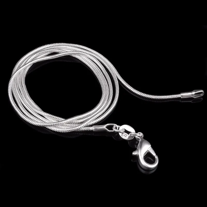 

1MM 8 Sizes 16-30inches Galvanized Steel Silver Men Women Unisex Smooth Lobster Clasps Link Snake Chain Necklace