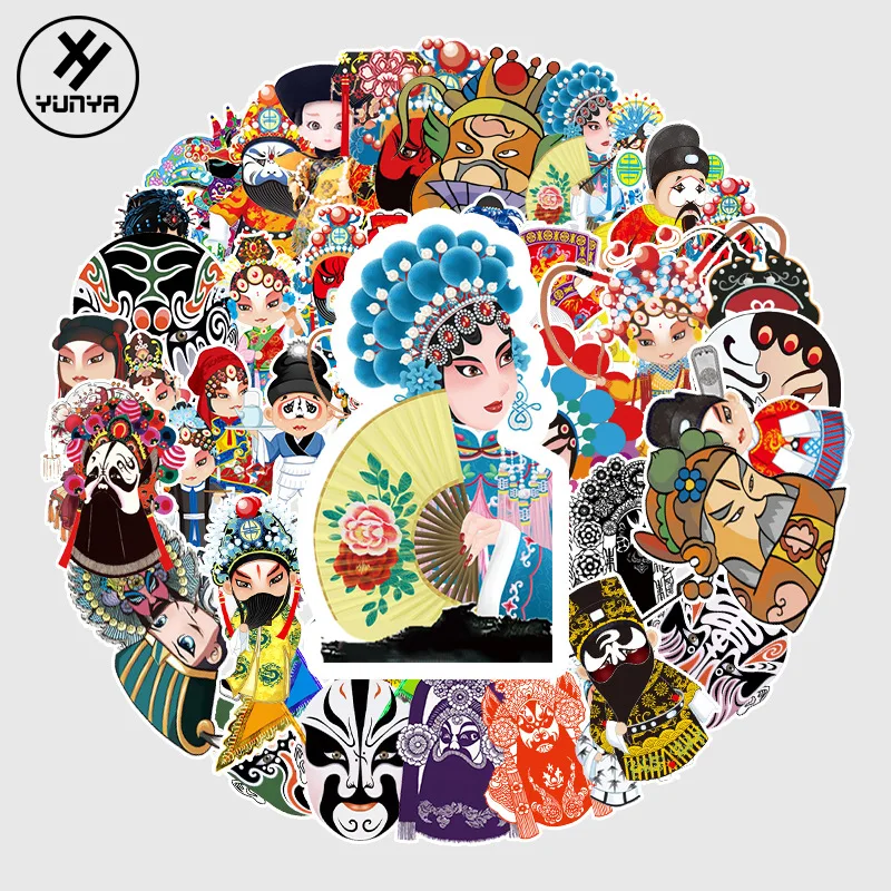 

50Pcs DIY Skate Stickers Peking Opera Brand Waterproof PVC Mixed Cartoon Vsco personalized Sticker f 2021